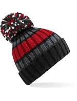 Beechfield B 392 Pletená čepice s pruhy "Hygge" 53.0392 black cherry