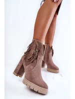 Semišové boty na platformě Lewski Shoes 3251 Cappucino