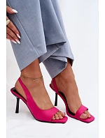 Dámské sandály na podpatku textil fuchsiová Calvoria