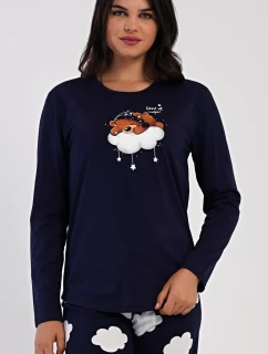 Dámské pyžamo dlouhé Méďa na obláčku