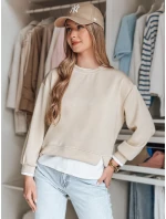 LUZZIO dámská oversize mikina světle béžová FashionStreet BY1384