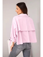 Dámská jarní bavlněná bunda zapínaná na knoflíky s límcem světle fialová