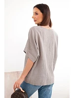 Dámská bavlněná oversize halenka s krátkým rukávem fango