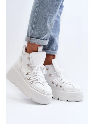 Zazoo 3416 Kožené Dámské Sportovní Boty Bílé