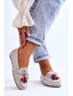 Semišové Mokasíny S Mašlí A Třásněmi šedá Dorine