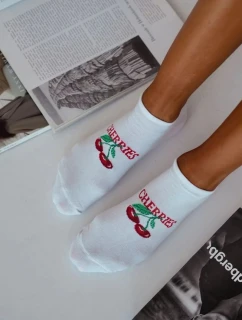 Dámské kotníkové ponožky CHERRIES – bílé