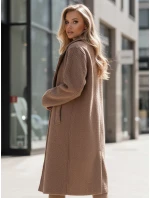 Dámský dlouhý kabát z ovčí kůže béžový FashionStreet NY0753z