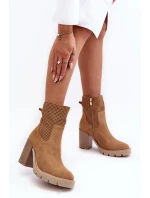 Dámské kůží síťované boty na podpatku Camel Lewski 3386