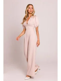 M852 Kombinéza s puff rukávy - světle béžová