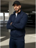 Pánská mikina na zip bez kapuce tmavě modrá BX4567