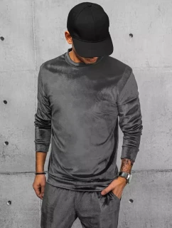 Pánská šedá velurová mikina FashionStreet BX5533