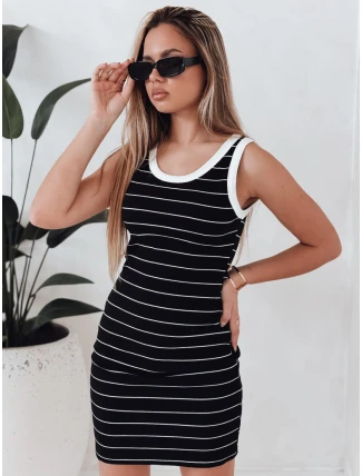 Dámské pruhované mini šaty PREFAB černé FashionStreet EY2578 Dámské pruhované mini šaty PREFAB černé FashionStreet EY2578