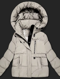 Světle béžová volná péřová dámská bunda s kapucí S'West (B8529-46)