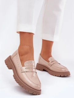 Dámské Lakované Mokasíny Se Zdobením Béžové Nallae