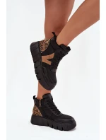 Kožené dámské kozačky na platformě vyhřívané Vinceza 66838 Černé