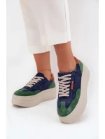 Semišové dámské tenisky na platformě Zazoo N1269S3 Zeleno-Temněmodré Semišové dámské tenisky na platformě Zazoo N1269S3 Zeleno-Temněmodré