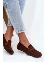 Dámské loafersy mokasíny s plochou podrážkou Roseline – tmavě hnědé
