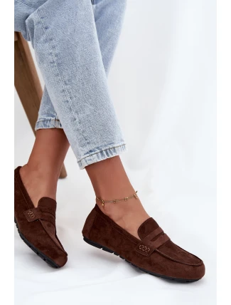 Dámské loafersy mokasíny s plochou podrážkou Roseline – tmavě hnědé
