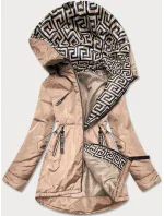 Béžovo-bílá dámská bunda pro přechodné období (B8037-46026)