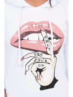 Šaty s delšími zády a barevným potiskem bílé