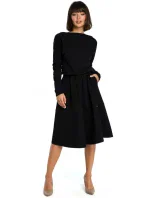 B087 Šaty midi střihu - černé B087 Šaty midi střihu - černé