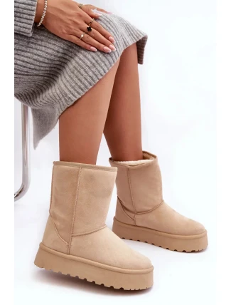 Béžové dámské boty do sněhu Abrams s kožíškem