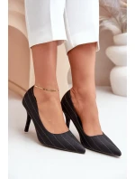 Dámské Látkové Lodičky s Pruhy Černé Tifidra