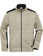 Daiber JN 862 Pánská pracovní bunda pletený fleece - Strong 02.0862 stone melange/black