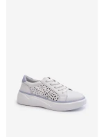 Dámské perforované tenisky na platformě z bílé kůže Peilaeno