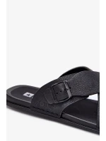 Pánské kožené pantofle s přezkou Big Star – černé