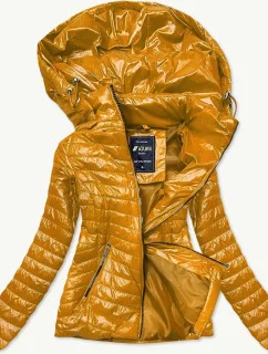 Lesklá dámská bunda v hořčicové barvě (6380)