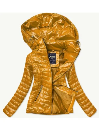 Lesklá dámská bunda v hořčicové barvě (6380)