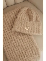 Dámský set čepice a dlouhého šály z měkké příze camelový Dámský set čepice a dlouhého šály z měkké příze camelový