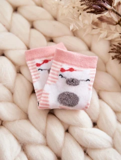 Dětské pruhované Ponožky S Medvídkem Růžove