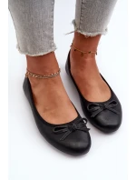 Baletky z ekologické kůže s černou mašlí
