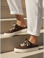 Dámské tenisky na platformě s ozdobnými korálky hnědé ZY1410