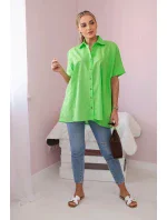 Bavlněná košile s krátkým rukávem jasně zelená