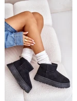 Nízké dámské sněhule na platformě zateplené kožíškem černé Saldren Nízké dámské sněhule na platformě zateplené kožíškem černé Saldren