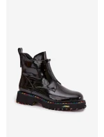 Dámské lakované boty Artiker – černé, zateplené, přírodní kůže