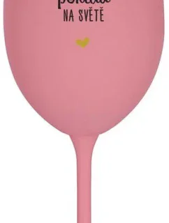 KAMARÁDKA JE NEJVĚTŠÍ POKLAD NA SVĚTĚ - růžová sklenice na víno 350 ml