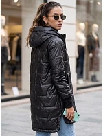 Dámská prošívaná přechodová bunda s kapucí, černá, FashionStreet TY5787 Dámská prošívaná přechodová bunda s kapucí, černá, FashionStreet TY5787