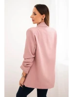 Elegantní sako s klopami tmavě růžové