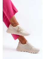Dámské kožené lehké sportovní boty béžové Eleonori