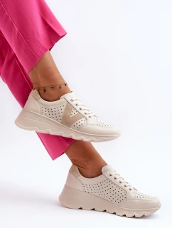 Dámské kožené lehké sportovní boty béžové Eleonori