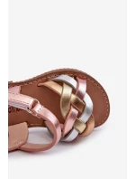 Dětské sandálky s suchým zipem a propletenými pásky v multikoloru Dianttha