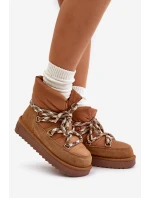Dámské Sněhule Z Hladké Kůže S Hrubým Šněrováním D.Franklin DFSH375003 Hnědé