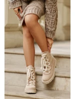 Zateplené boty z eko semiše na zip světlobéžové Caellita Zateplené boty z eko semiše na zip světlobéžové Caellita