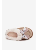 Dámské pantofle s kožešinou a mašlí Béžové Fenella