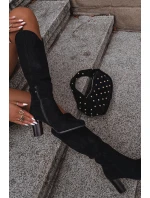 Dámské Kozaki Na Slupe Z Eko Zamszu Černé Prisca