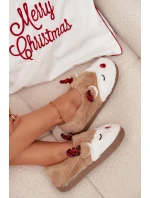 Vánoční dámské pantofle s motivem soba chlupaté béžové Orsella Vánoční dámské pantofle s motivem soba chlupaté béžové Orsella